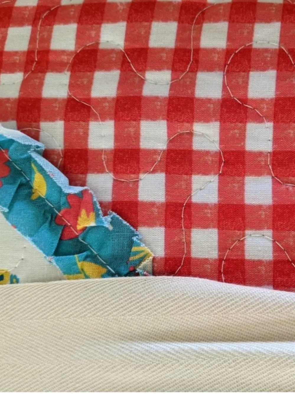 TPW Petal Party Standard Pillow Quilted Pattern Ruffle Trim 2 Shames.